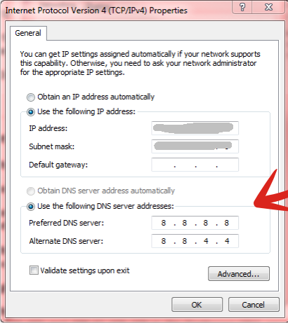 TCP IPv4 DNS setting