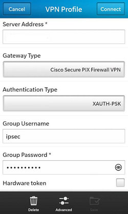 Blackberry VPN profile